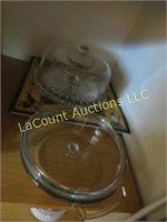 glass covered cake display casserole platter