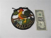 6" Cast Iron Cock Rooster WELCOME Wall Hanger