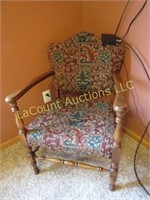 wood arm legs upholstered side chair