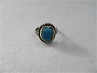 Pawn Silver sz4.5 Ring w/ Blue Stone as is