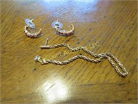 14K gold bracelet and unmarked earrings