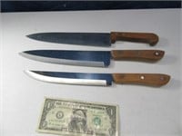 (3) Vintage Kitchen Knives ROGERS/Imperial 13"ish