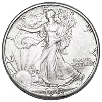 1943-D Walking Half Dollar CLOSELY UNC
