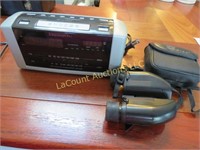 Tasco Lumina binoculars and clock radio