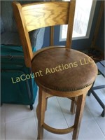 stool upholstered seat wood back