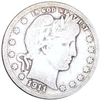 1911-D Barber Silver Quarter NICELY CIRCULATED