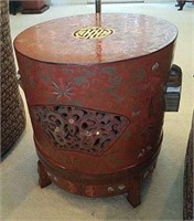Lacquered Drum Table Removable Top