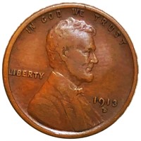 1913-D Lincoln Wheat Penny LIGHT CIRC