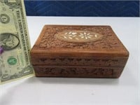 7" Wooden Carved TrinketType Box