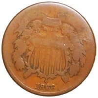 1866 Two Cent Piece NICELY CIRCULATED