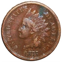 1875 Indian Head Penny NICELY CIRCULATED