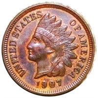 1907 Indian Head Penny NEARLY UNC