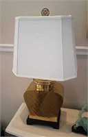 Brass Lamp with Wood Base