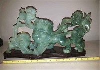 Foo Dogs Jade Color Carving