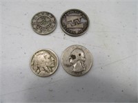 (4) Old Coins Quarter Etc Token Silver?