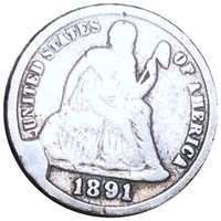 1891-S Seated Liberty Dime NICELY CIRCULATED