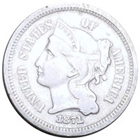 1871Three Cent Nickel LIGHTLY CIRCULATED
