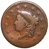 1836 Coronet Head Large Cent NICELY CIRCULATED