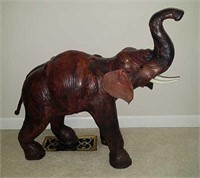 Leather Elephant 26" T × 29" L