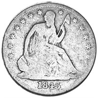 1843 Seated Half Dollar NICELY CIRCULATED
