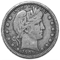 1909-D Barber Silver Quarter NICELY CIRCULATED