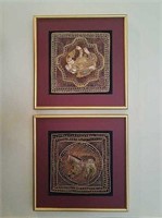 Two Pieces Framed 3 Dimensional Art 14" Square