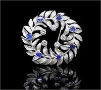 Sapphire & diamond set 18ct white gold pendant /