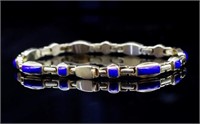 Lapis set 18ct yellow gold bracelet