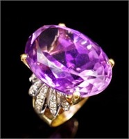Amethyst and diamond set 18ct gold cocktail ring