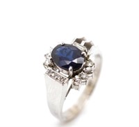 Sapphire & diamond set 14ct white gold ring