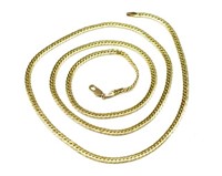 14ct yellow gold long flat link necklace