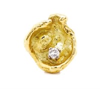 Modernist diamond and yellow gold pendant