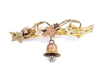 Edwardian yellow gold "ivy & bell" brooch