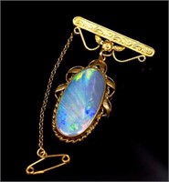Australian arts & crafts opal triplet brooch