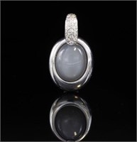 Moonstone, diamond ad 18ct white gold pendant