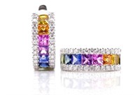 Rainbow sapphire and diamond set 18ct white gold