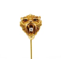 Victorian diamond and yellow gold 'Mask" stick pin