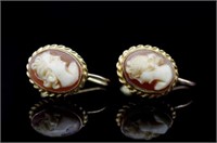 Mid century 9ct gold cameo screw ear clips