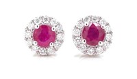 Ruby and diamond set 18ct white gold earrings
