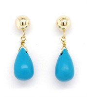 Yellow gold and blue stone earrings