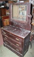Antique REAL Wood Dresser w/ Mirror