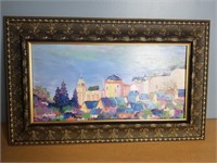 City Scape Oil Painting Beautiful Frame!