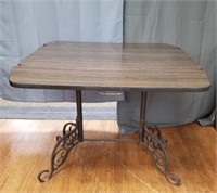 Vintage Drop Leaf Table With Cast Iron Base