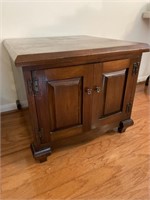 Solid wood end table cabinet