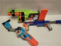 3 assorted Nerf guns