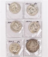 Coin (5) 1954-D BU Franklin Halves & 1894-S Morgan