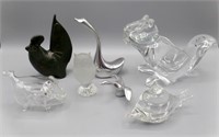 7 Art Glass Animals & Cast Iron Rooster etc