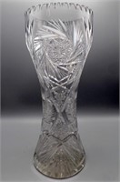 ABP Cut Glass Vase w Hobstars Pinwheels 12"