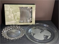 Wilton Armetale tray & 2 glass tray / platters