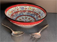 Handmade pottery bowl (Turkey) and serving set